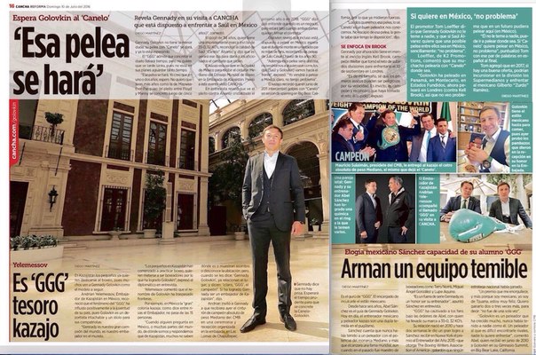 Головкин стал «лицом обложки» мексиканской газеты