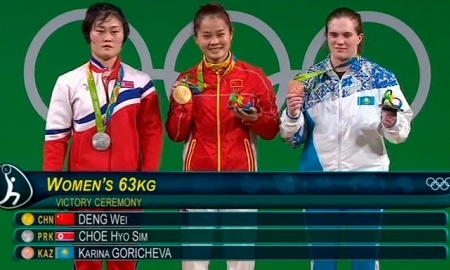 Видео церемонии награждения бронзового призера Олимпиады-2016 Горичевой