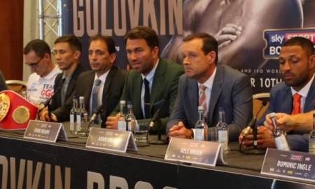 Видео финальной пресс-конференции боя Головкин — Брук 