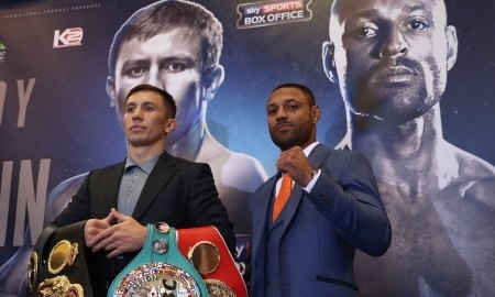 Фоторепортаж с финальной пресс-конференции боя Головкин — Брук