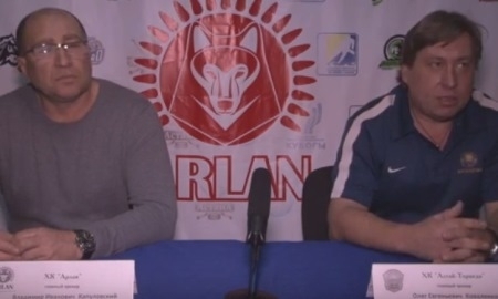 Видео послематчевой пресс-конференции игр чемпионата РК «Арлан» — «Алтай-Торпедо» 3:2, 5:2 