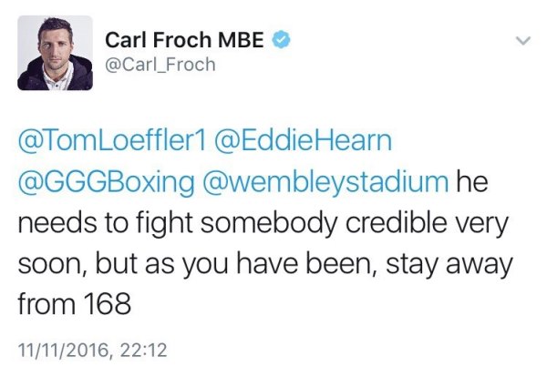 Фроч ответил на сообщение Леффлера о возможном бое с Головкиным