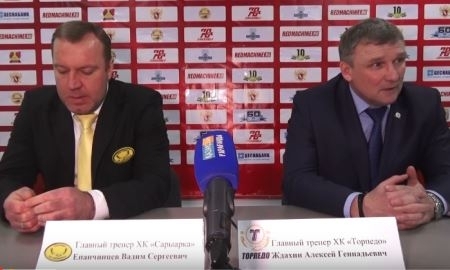 Видео послематчевой пресс-конференции игры ВХЛ «Сарыарка» — «Торпедо» 2:1 Б