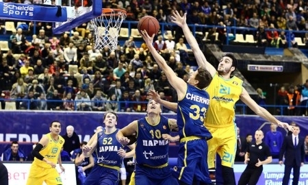 Фоторепортаж с матча ВТБ «Парма» — «Астана» 65:82