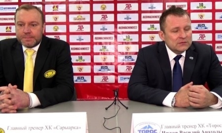 Видео послематчевой пресс-конференции игры ВХЛ «Сарыарка» — «Торос» 4:2