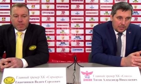 Видео послематчевой пресс-конференции игры ВХЛ «Сарыарка» — «Сокол» 3:2 Б