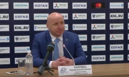 Видео послематчевой пресс-конференции игры КХЛ «Барыс» — «Сибирь» 2:1 ОТ