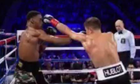 Видео нокдауна в четвертом раунде боя Головкин — Джейкобс