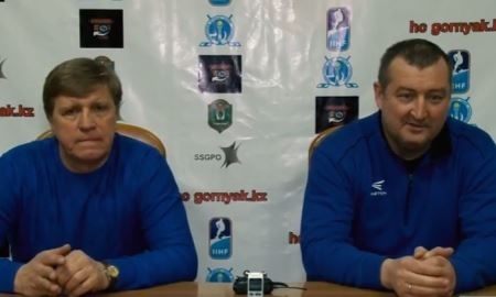 Видео послематчевой пресс-конференции игр чемпионата РК «Горняк» — «Кулагер» 2:1 ОТ, 3:4