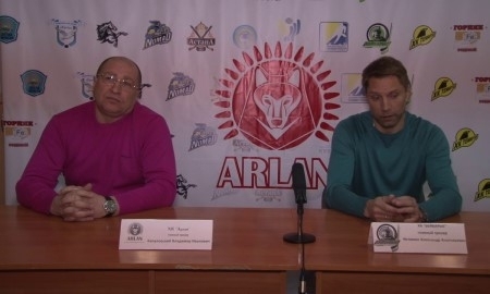 Видео послематчевой пресс-конференции игр чемпионата РК «Арлан» — «Бейбарыс» 5:2, 1:3