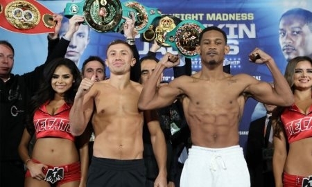 Фоторепортаж с финальной церемонии взвешивания боя Головкин — Джейкобс