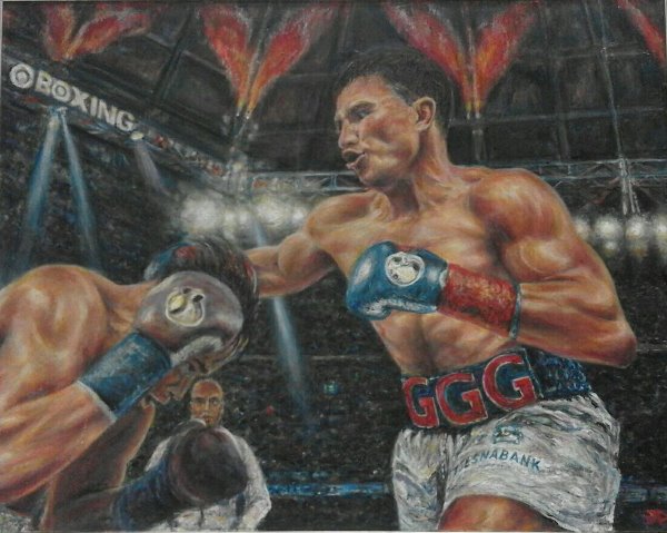 Казахстанский художник выставил на аукцион картину боя Головкин — Лемье