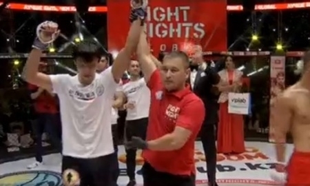 Кабдрахманов удушающим приемом победил Кульмагамбетова на турнире Fight Nights Global 65