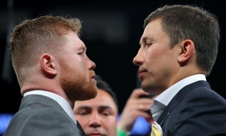 Фоторепортаж дуэли взглядов Головкин — Альварес