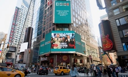 Бой Головкин — Альварес рекламируют в центре Нью-Йорка