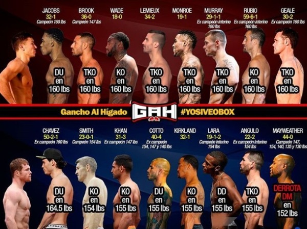 Инфографика по последним соперникам Головкина и «Канело»