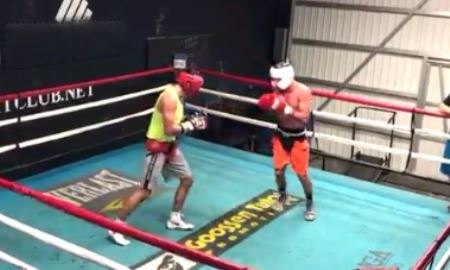 Видео спарринга Ербосынулы в Лос-Анджелесе