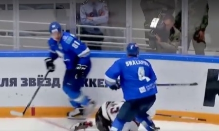 Силовой прием Пушкарева в матче «Барыс» — «Динамо» Рига вошла в ТОП-5 лучших силовых приемов первой недели КХЛ