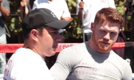 Видео с открытой тренировки Альвареса перед боем с Головкиным