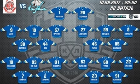 Состав «Барыса» на матч КХЛ c «Витязем»