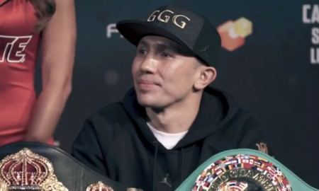 Видеосюжет с финальной пресс-конференции боя Головкин — Альварес на русском языке