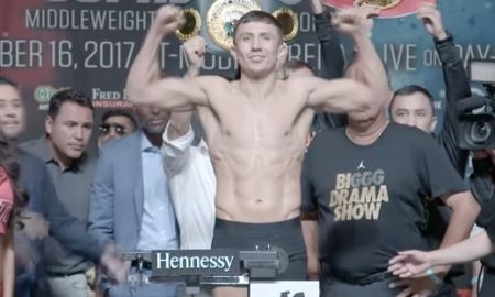 Видео с финальной церемонии взвешивания боя Головкин — Альварес от HBO Boxing