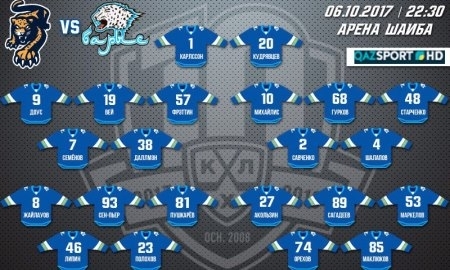 Состав «Барыса» на матч КХЛ c «Сочи»