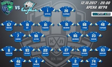 Состав «Барыса» на матч КХЛ c «Югрой»