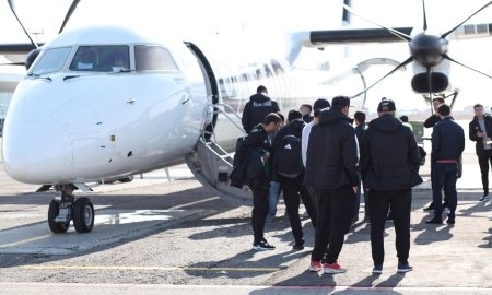 Фото с прибытия «Атырау» в Актобе