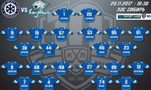 Состав «Барыса» на матч КХЛ c «Сибирью»