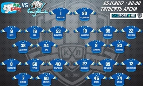 Состав «Барыса» на матч КХЛ c «Ак Барсом»