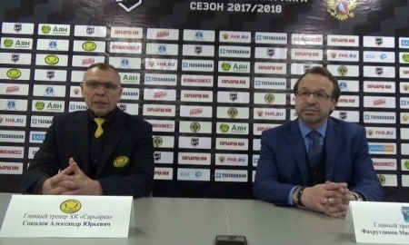 Видео послематчевой пресс-конференции игры ВХЛ «Сарыарка» — «Рязань» 1:3