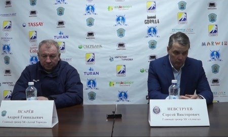 Видео послематчевой пресс-конференции игр чемпионата РК «Алтай-Торпедо» — «Алматы» 2:3 Б, 2:3 Б