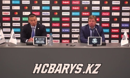 Видео послематчевой пресс-конференции игры КХЛ «Барыс» — «Югра» 2:3