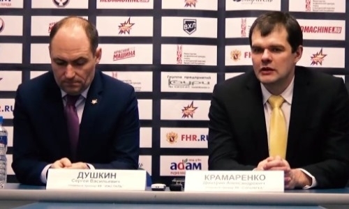 Видео послематчевой пресс-конференции игры ВХЛ «Ижсталь» — «Сарыарка» 6:8