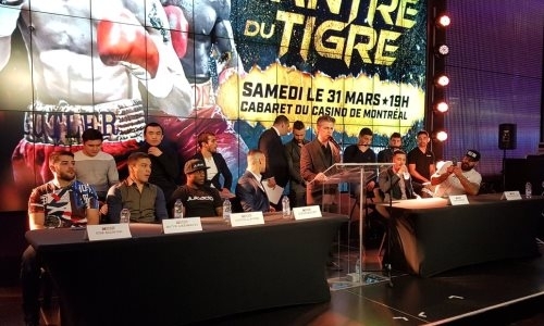 Джукембаев выступил на пресс-конференции вечера бокса 31 марта в Монреале
