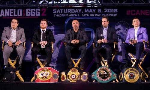 Фоторепортаж с пресс-конференции боя-реванша Головкин — Альварес в Лос-Анджелесе