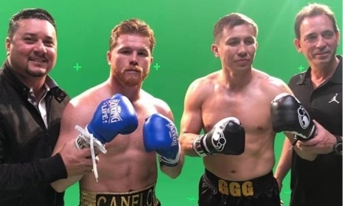 Головкин и Альварес встретились на съемочной площадке