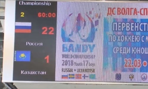 Юношеская сборная Казахстана пропустила 22 мяча от России на чемпионате мира по бенди