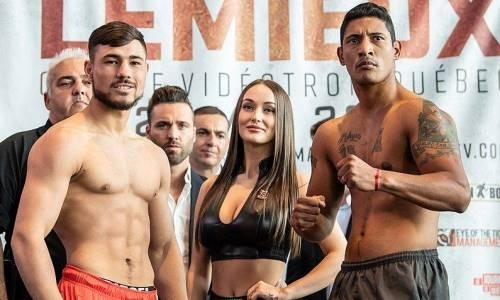 Непобежденные казахстанцы прошли взвешивание перед боями в андеркарде у Лемье