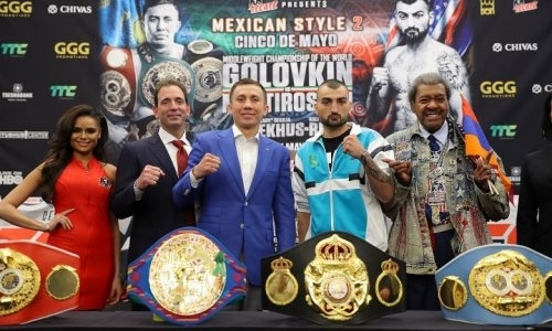 Фоторепортаж с финальной пресс-конференции боя Головкин — Мартиросян