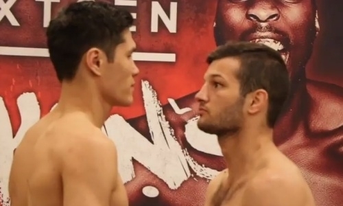 Видео взвешивания и дуэли взглядов Елеусинова и Шабо