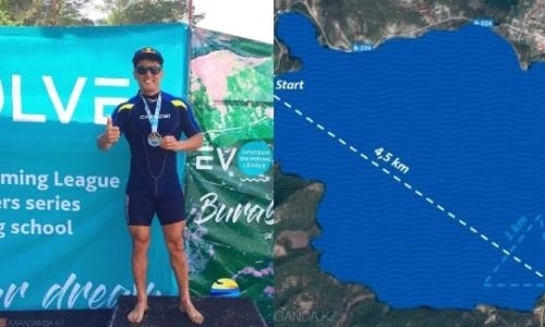 Карагандинец посвятил свой заплыв через озеро Бурабай памяти Дениса Тена