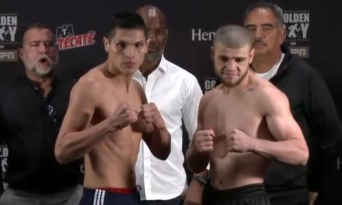 Непобежденный казахстанец из лагеря Головкина прошел взвешивание перед боем в США