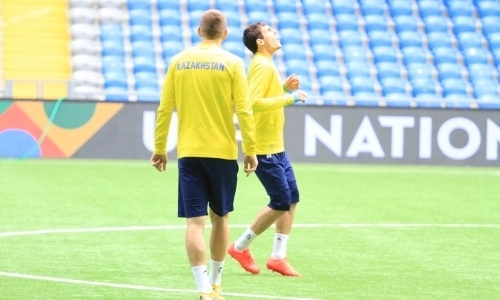 Фоторепортаж с тренировки сборной Казахстана перед матчем с Грузией