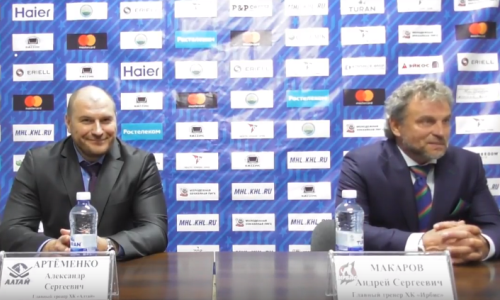 Видео послематчевой пресс-конференции игр МХЛ «Алтай» — «Ирбис» 3:1, 2:3 ОТ