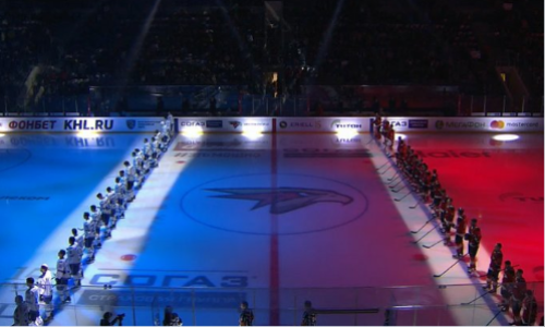 Матч «Авангард» — «Барыс» начался с минуты молчания