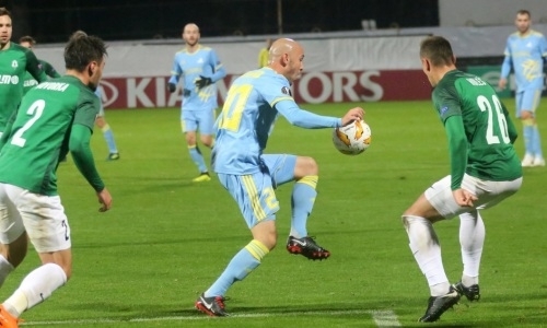 Завершился первый тайм матча Лиги Европы «Астана» — «Яблонец»