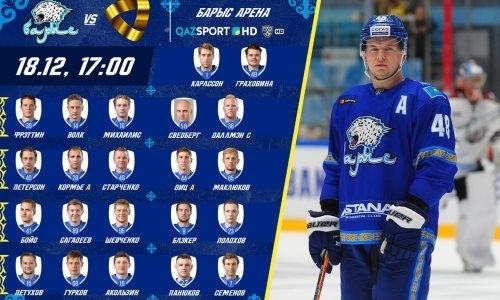 Состав «Барыса» на матч КХЛ против «Северстали»