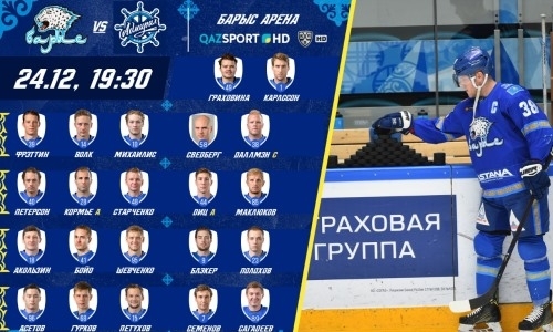 Состав «Барыса» на матч КХЛ c «Адмиралом»
